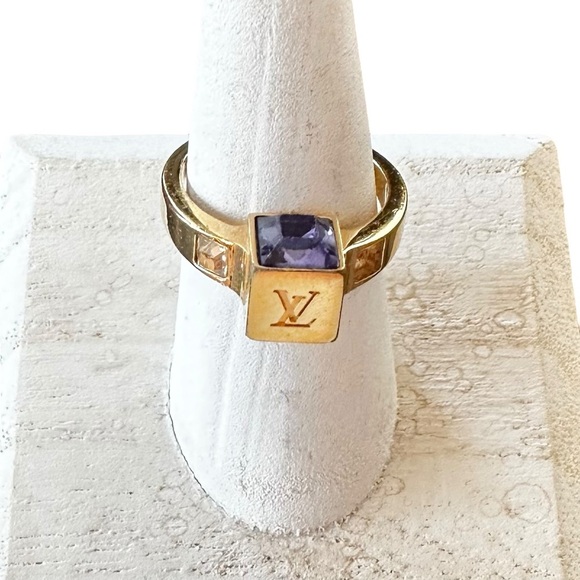 Authentic Louis Vuitton Purple & Gold Gamble Ring Size L 7.5 - Picture 8 of 14